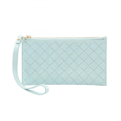 Bottega Veneta Pouch Intrecciato with Hand Strap Light Blue Leather