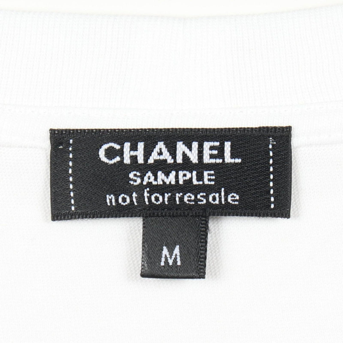 Chanel Short Sleeve T-Shirt CC Logo Rhinestone White Cotton — view 3