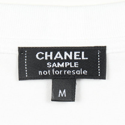 Chanel Short Sleeve T-Shirt CC Logo Rhinestone White Cotton — view 3