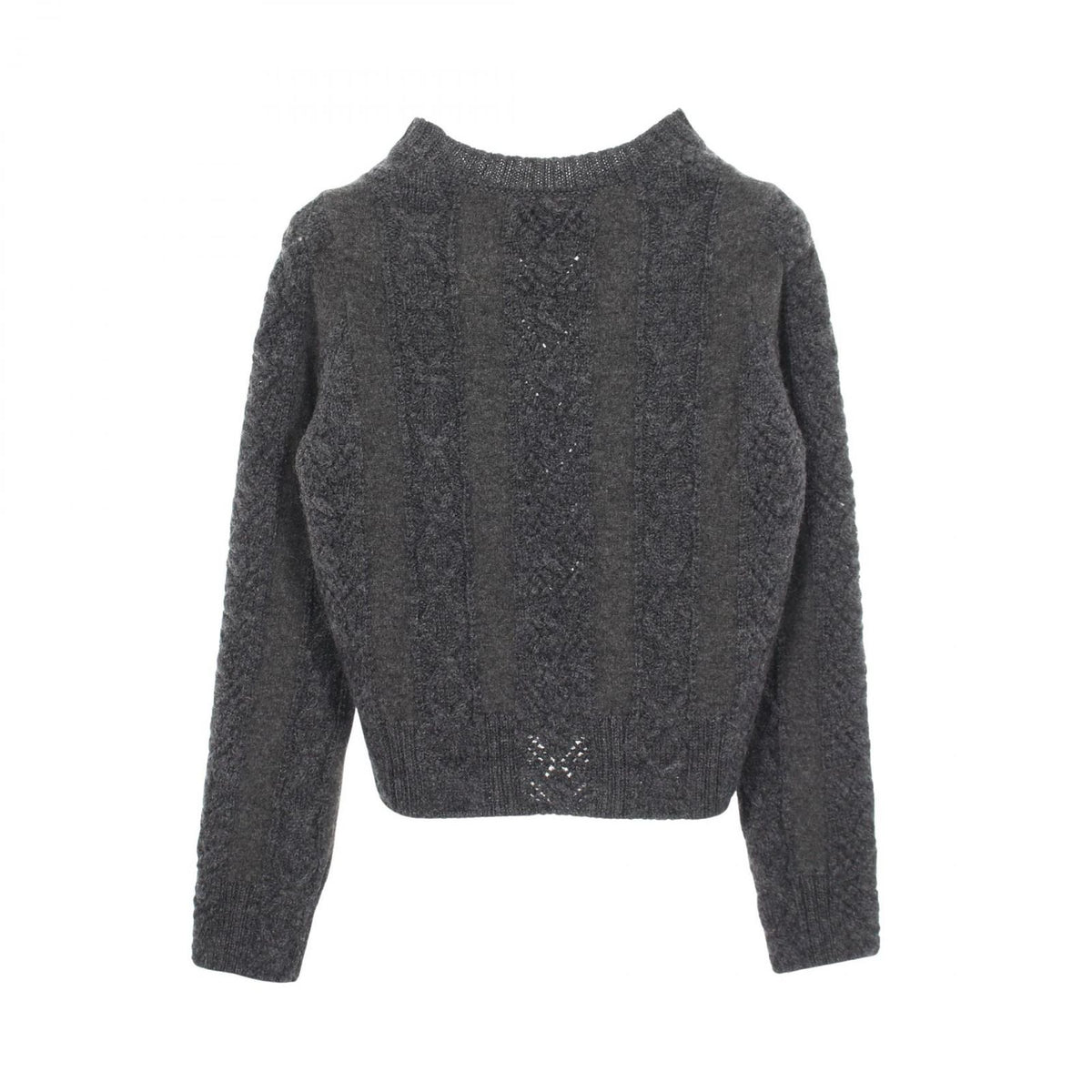 Chanel Knit CC Logo Button Gray Wool Cashmere Sweater — view 2