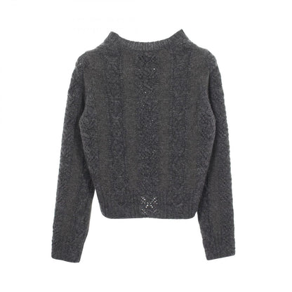 Chanel Knit CC Logo Button Gray Wool Cashmere Sweater — view 2