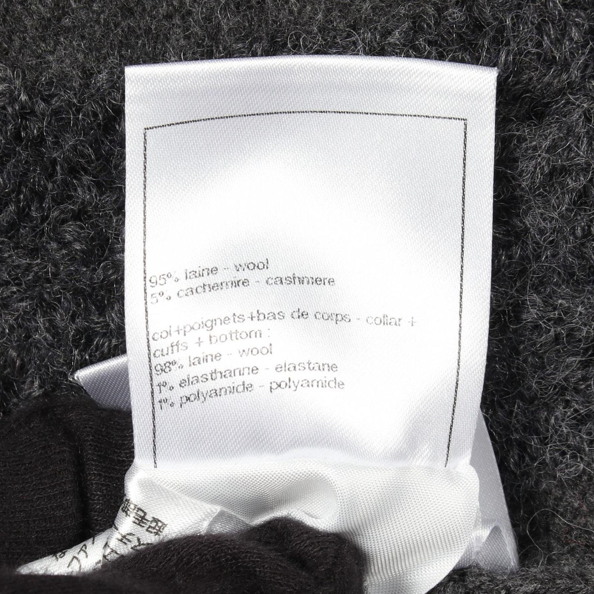 Chanel Knit CC Logo Button Gray Wool Cashmere Sweater — view 4