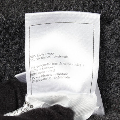 Chanel Knit CC Logo Button Gray Wool Cashmere Sweater — view 4