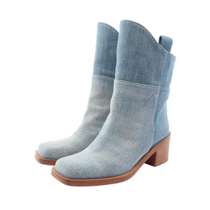 Chanel Boots CC Logo Denim Shoes