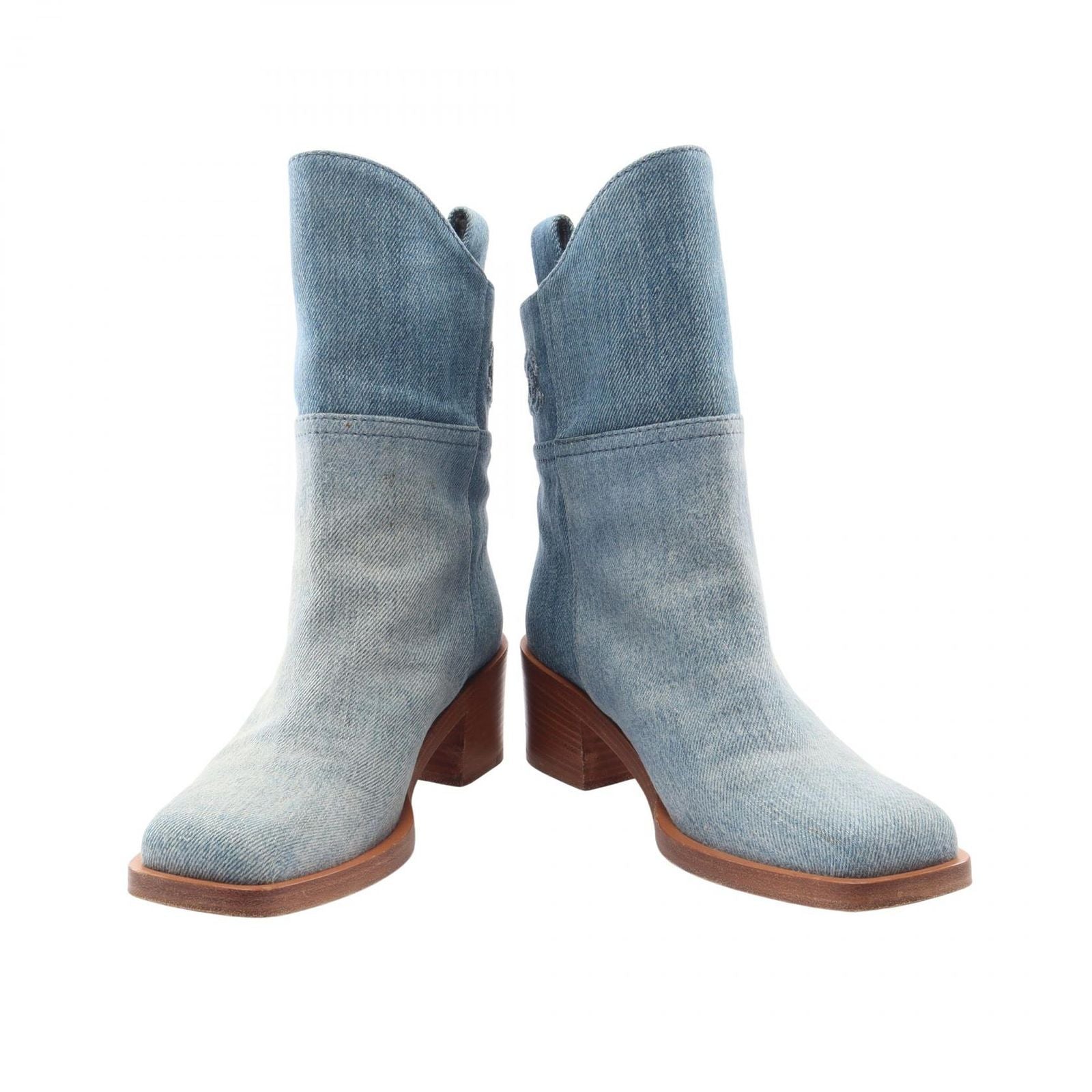 Chanel Boots CC Logo Denim Shoes — view 3
