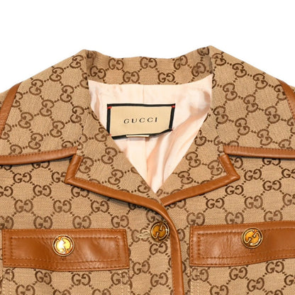 Gucci Jacket GG Canvas Button Web Stripe Glitter Brown — view 3