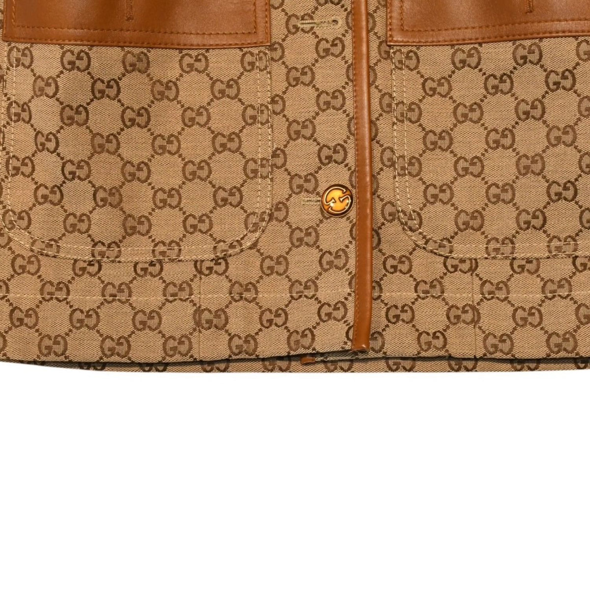 Gucci Jacket GG Canvas Button Web Stripe Glitter Brown — view 6