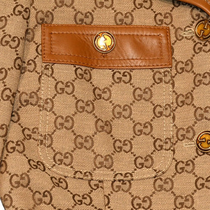 Gucci Jacket GG Canvas Button Web Stripe Glitter Brown — view 8