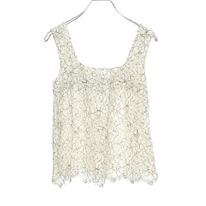 Chanel Floral Lace Sleeveless Cotton Rayon T-Shirt