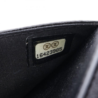 Chanel Shoulder Bag CC Logo Black Caviar Leather Quilted Chain Wallet — view 5