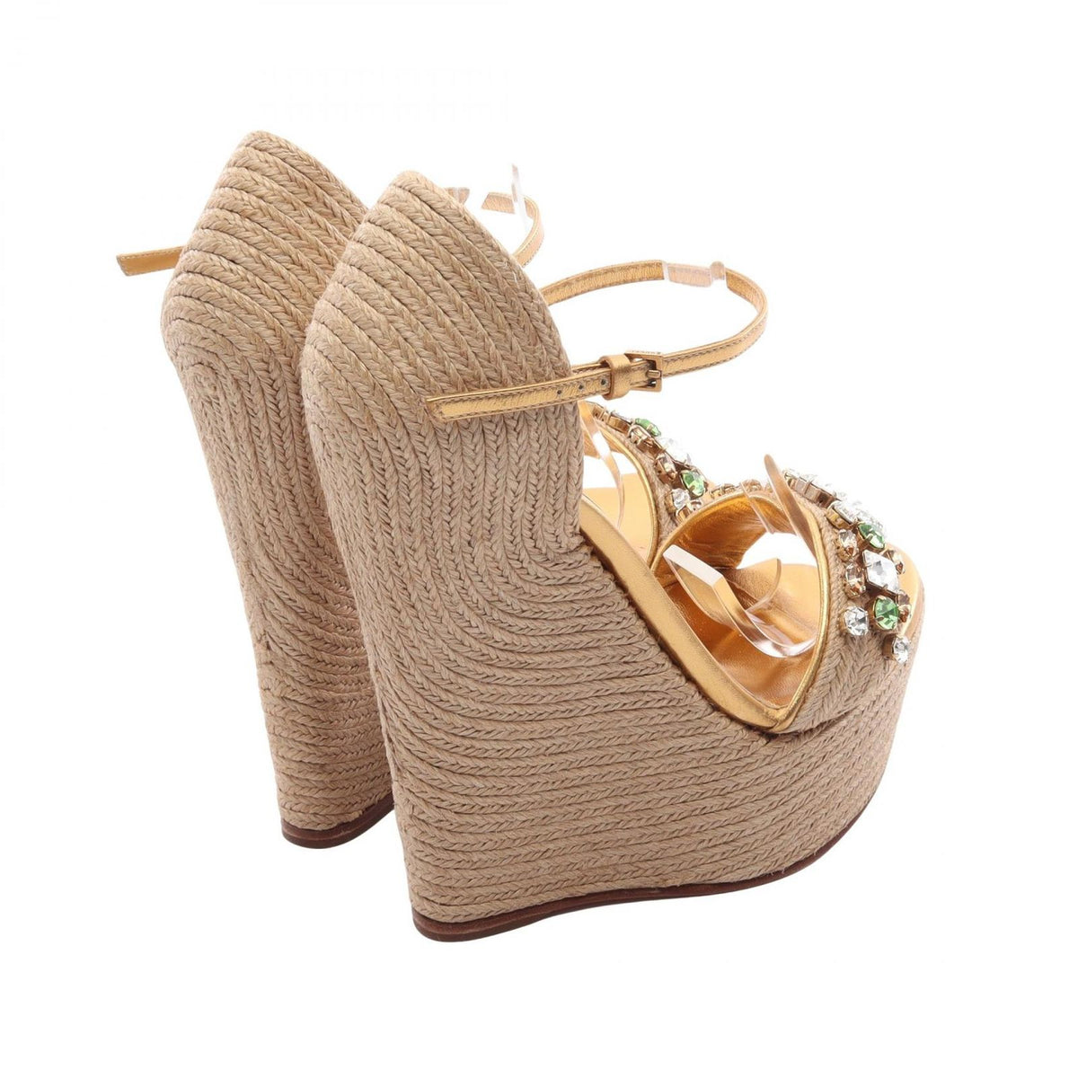 Gucci Sandals Carolina Bijou Wedge Sole Espadrilles Leather — view 2