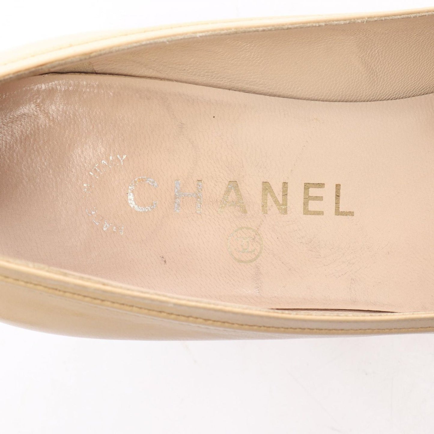 Chanel Pumps CC Logo Beige Leather Heel — view 5