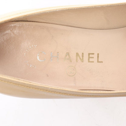 Chanel Pumps CC Logo Beige Leather Heel — view 5