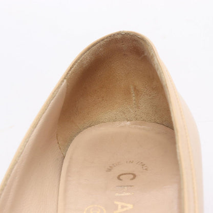 Chanel Pumps CC Logo Beige Leather Heel — view 8