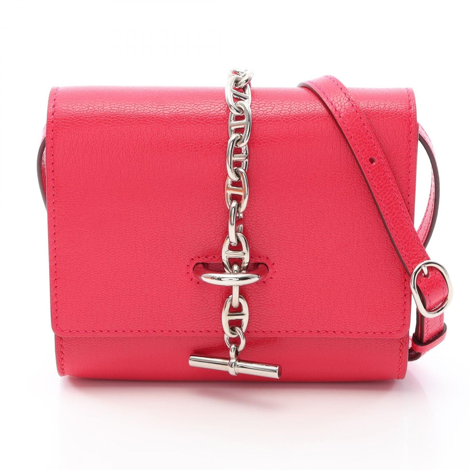 Hermes Shoulder Bag Chaine D'ancre to Go Compact Rose Leather Extreme