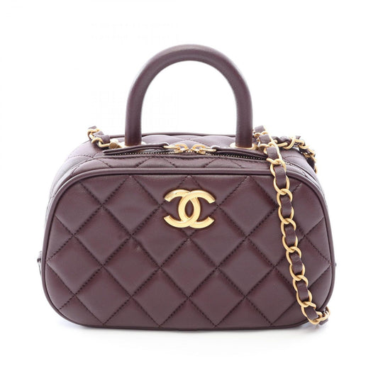 Chanel Shoulder Bag Quilted Mini Bowling Dark Brown Lambskin