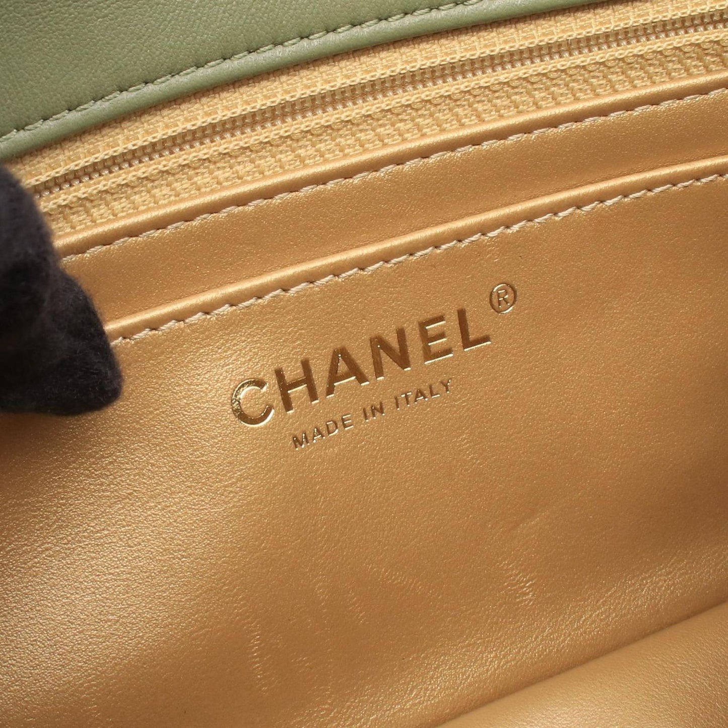 Chanel Shoulder Bag Mini Quilted 20 Khaki Green Leather Chain — view 4