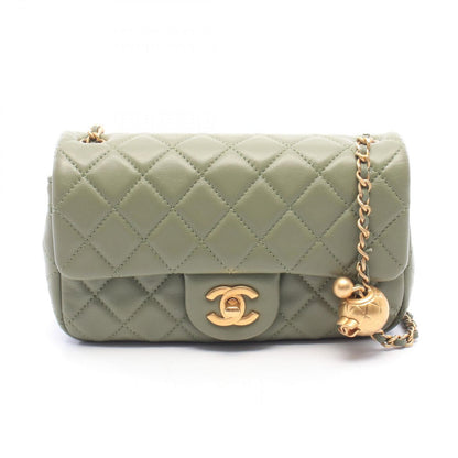 Chanel Shoulder Bag Mini Quilted 20 Khaki Green Leather Chain