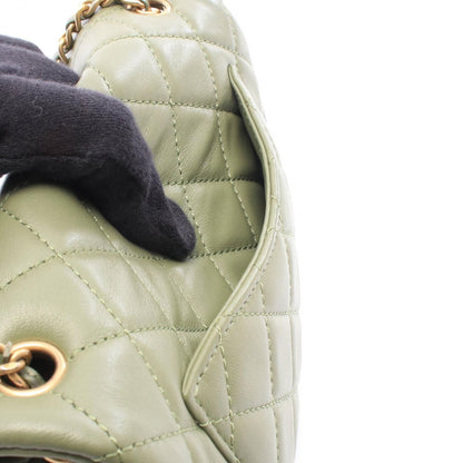 Chanel Shoulder Bag Mini Quilted 20 Khaki Green Leather Chain — view 6