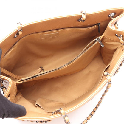 Chanel Tote Bag CC Logo Antique Silver Gold Caviar Leather Chain — view 3