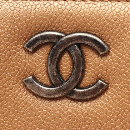Chanel Tote Bag CC Logo Antique Silver Gold Caviar Leather Chain — view 6