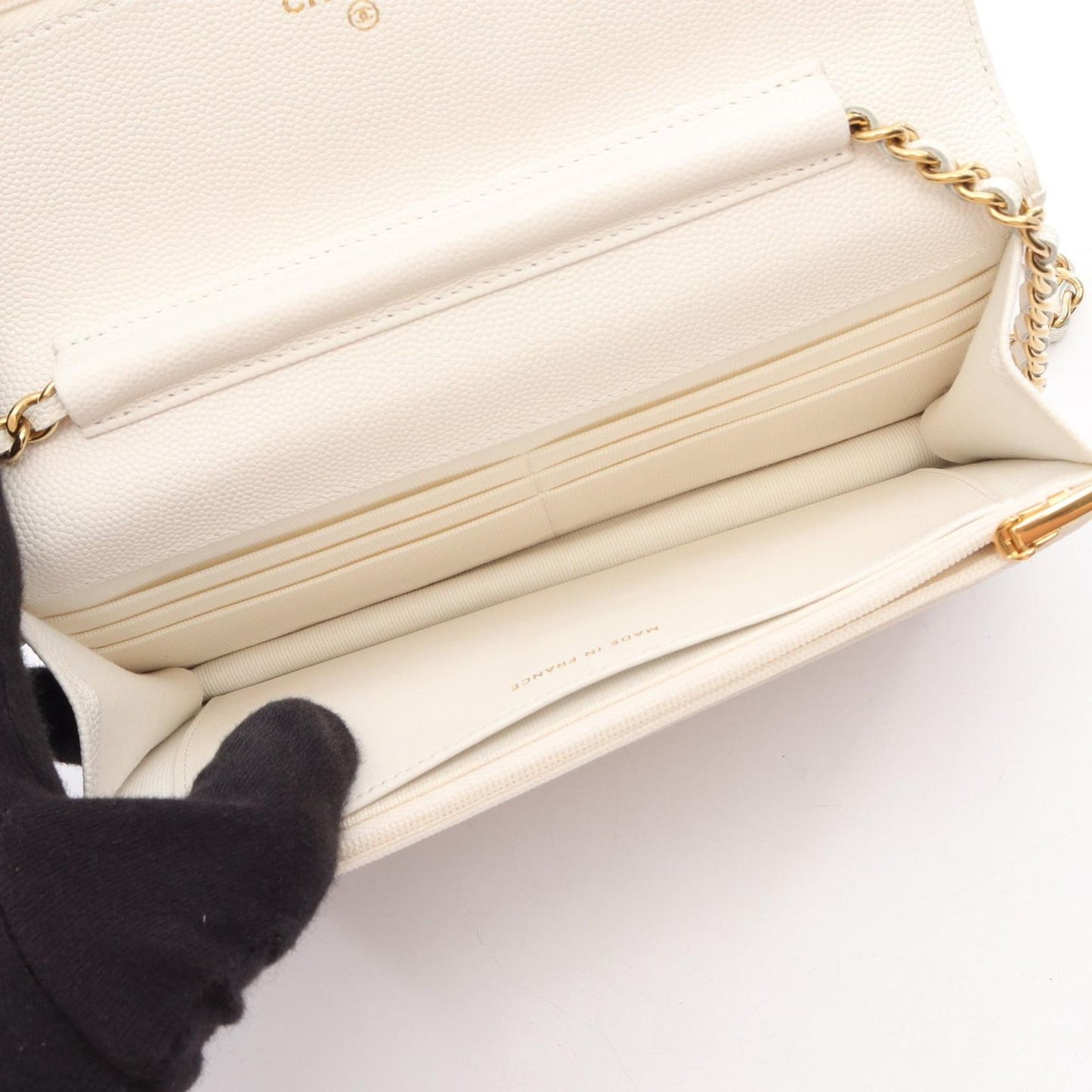 Chanel Shoulder Bag Quilted Playing Cards White Caviar Leather — view 3