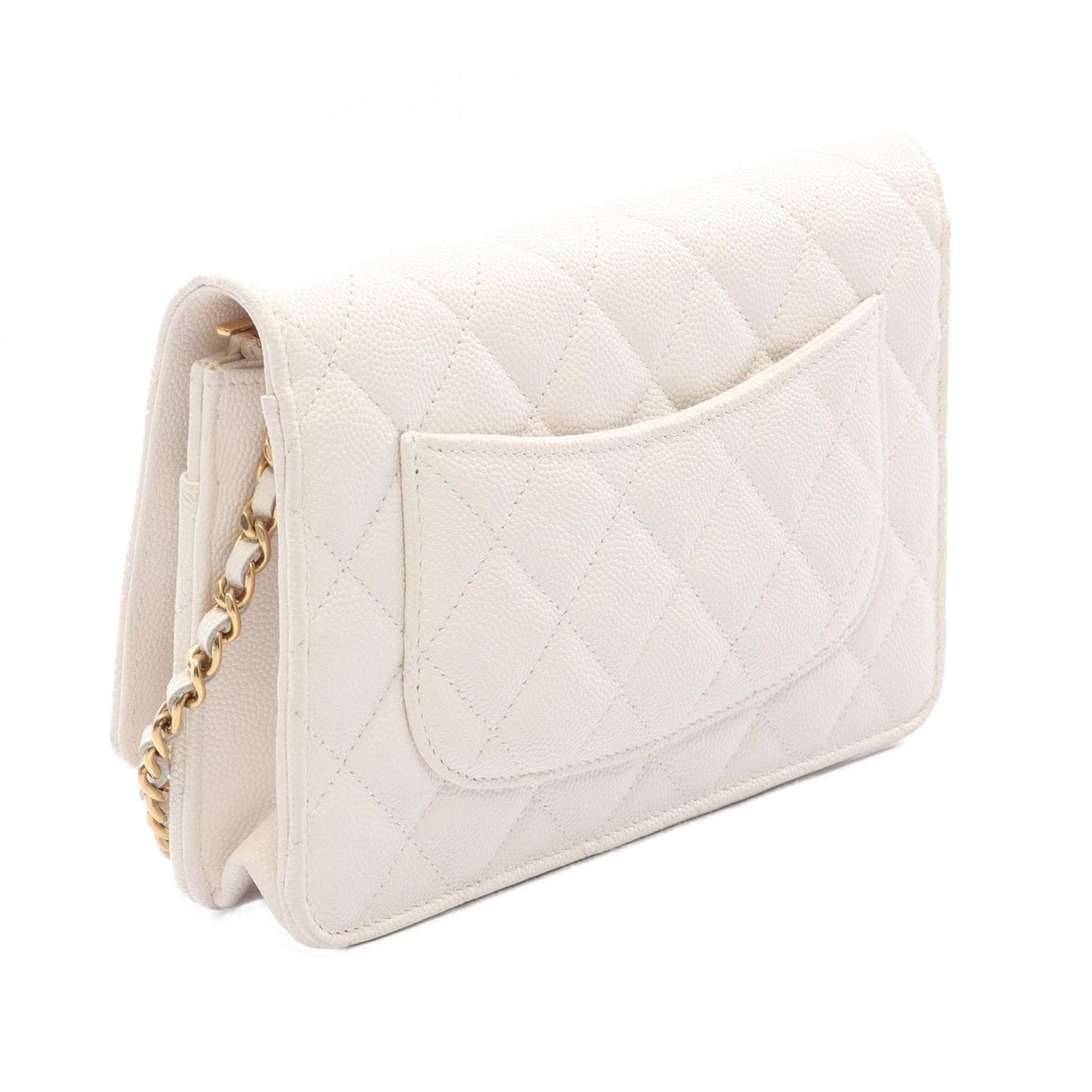 Chanel Shoulder Bag Quilted Playing Cards White Caviar Leather — view 2