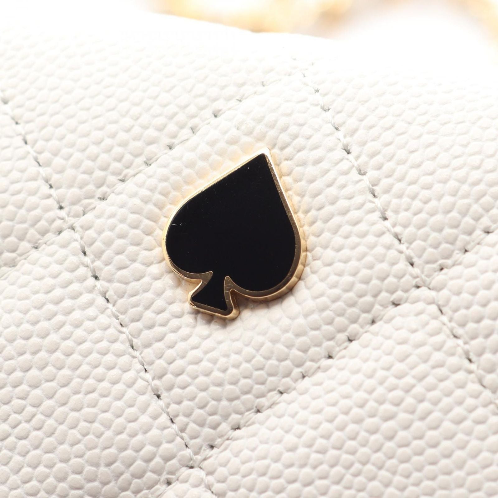 Chanel Shoulder Bag Quilted Playing Cards White Caviar Leather — view 8