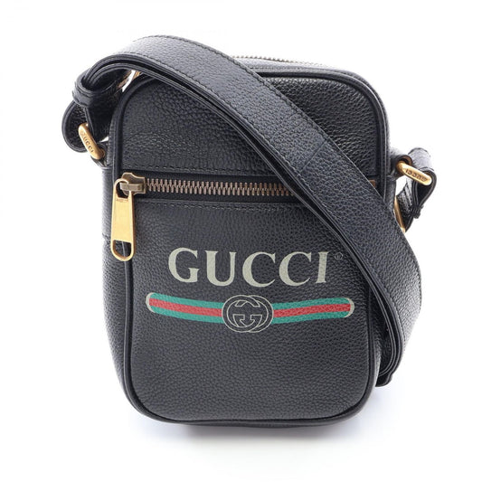 Gucci Shoulder Bag Webbing Line Black Green Red Leather Vintage Logo Sherry