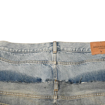 Balenciaga Balenciga Cut Up Baggy Pants Skirt Denim Blue — view 6