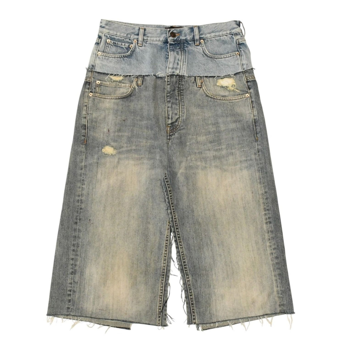 Balenciaga Balenciga Cut Up Baggy Pants Skirt Denim Blue