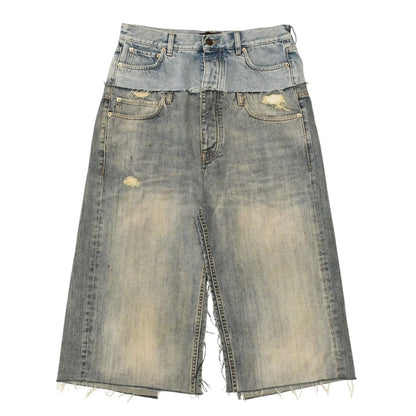 Balenciaga Balenciga Cut Up Baggy Pants Skirt Denim Blue