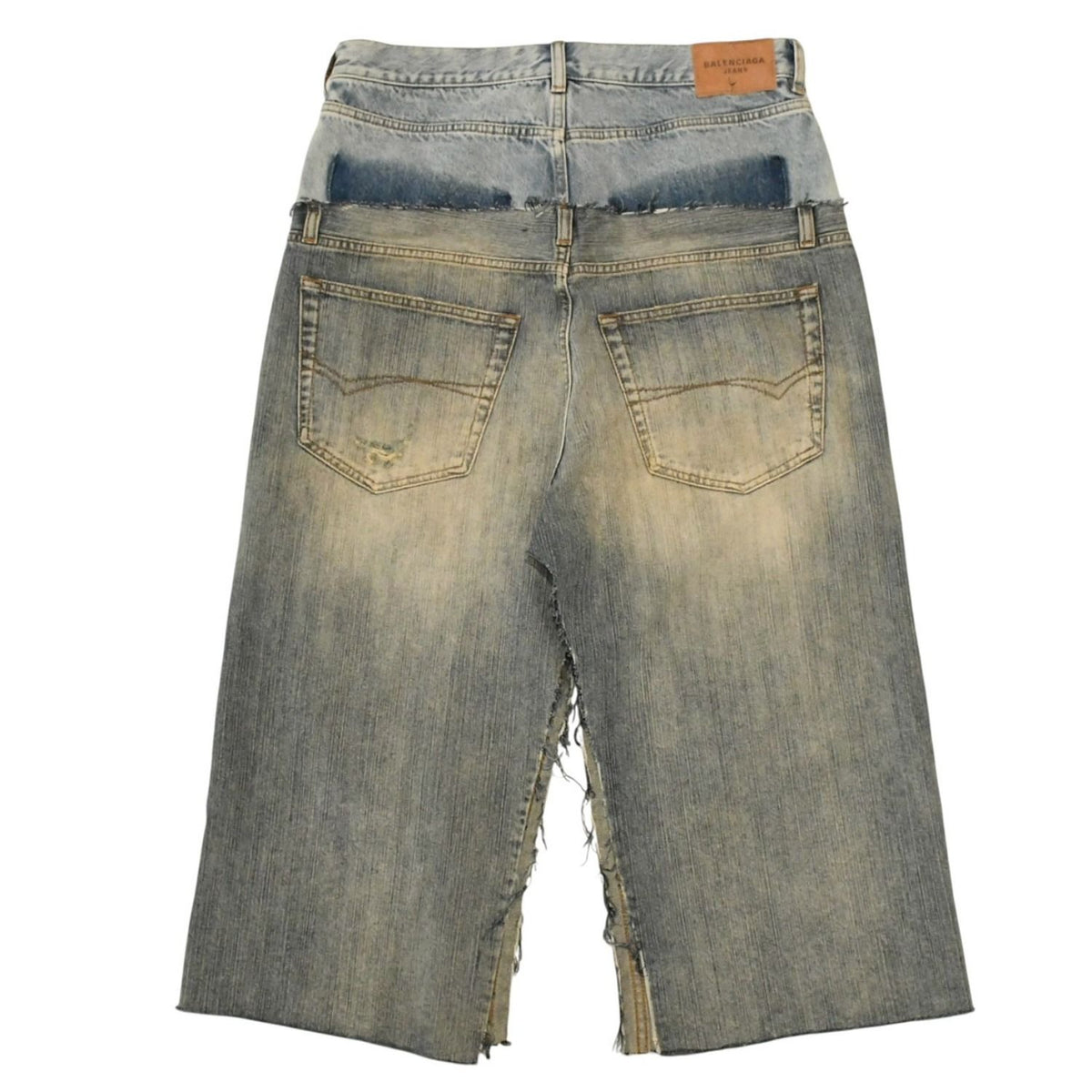 Balenciaga Balenciga Cut Up Baggy Pants Skirt Denim Blue — view 2