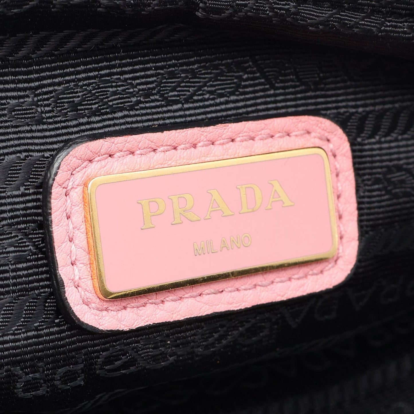 Prada Shoulder Bag Pink Leather Metal Logo — view 4