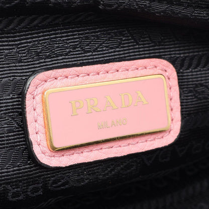 Prada Shoulder Bag Pink Leather Metal Logo — view 4