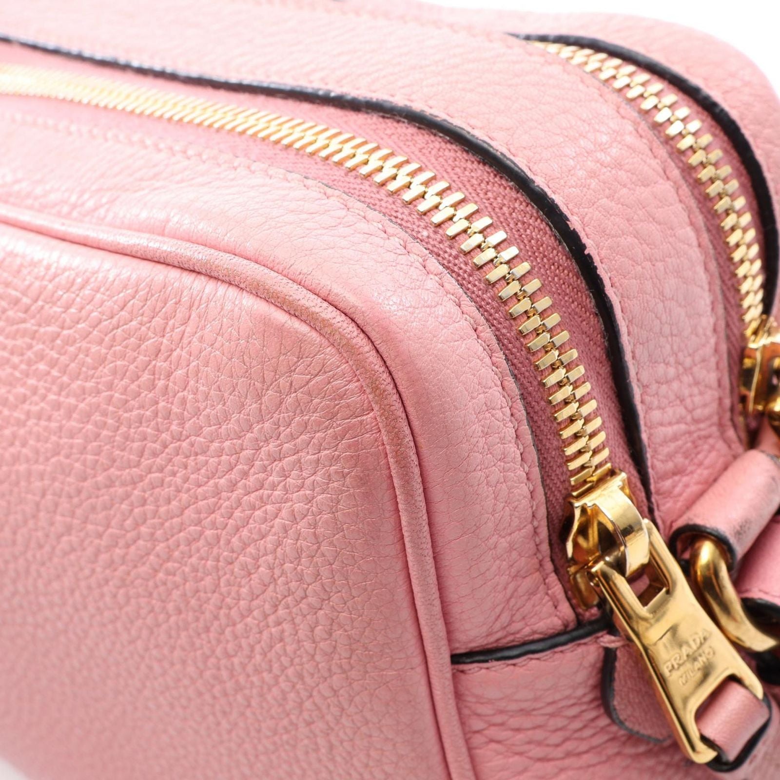Prada Shoulder Bag Pink Leather Metal Logo — view 7