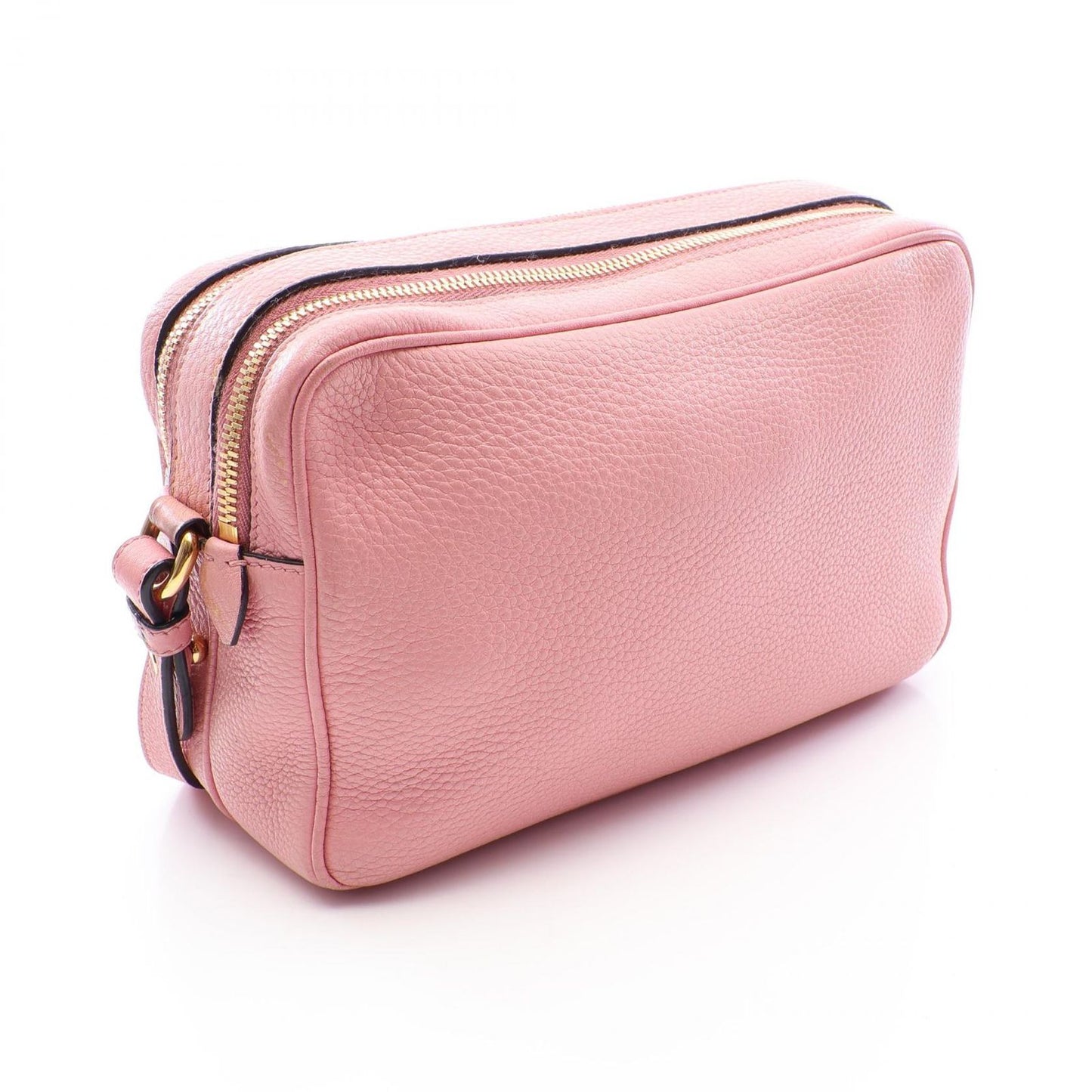 Prada Shoulder Bag Pink Leather Metal Logo — view 2