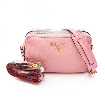 Prada Shoulder Bag Pink Leather Metal Logo