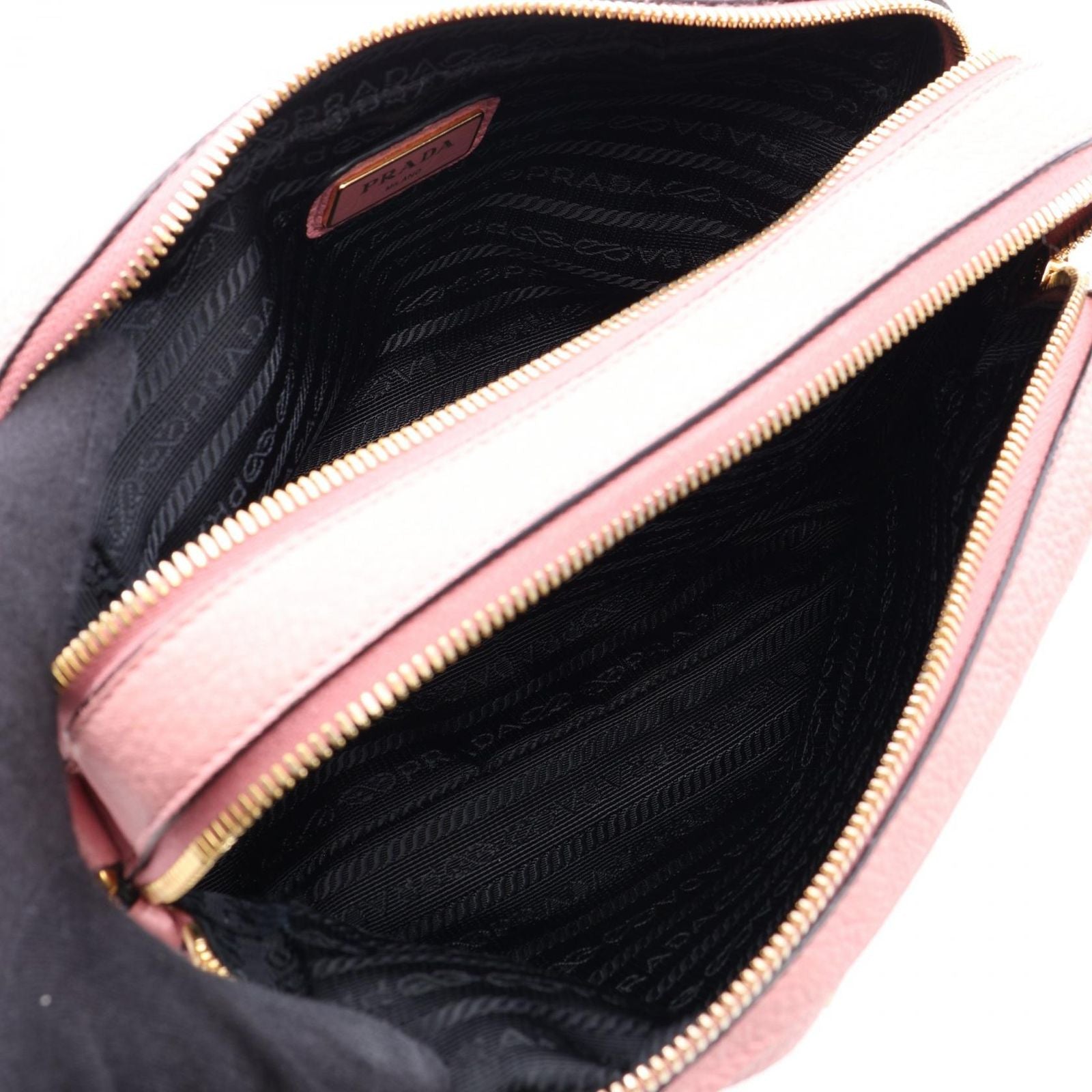 Prada Shoulder Bag Pink Leather Metal Logo — view 3