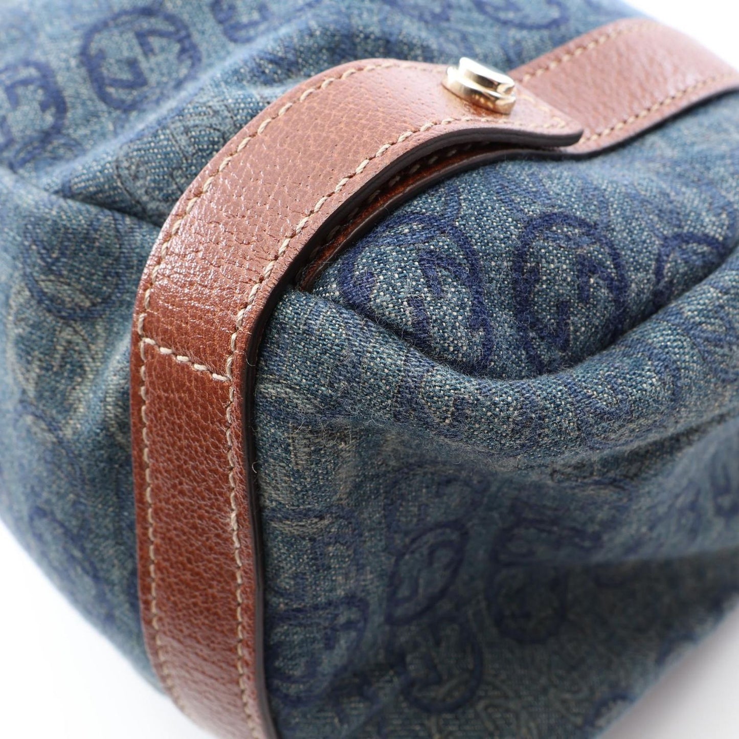 Gucci Shoulder Bag Abbey GG Canvas Denim Blue Brown — view 7