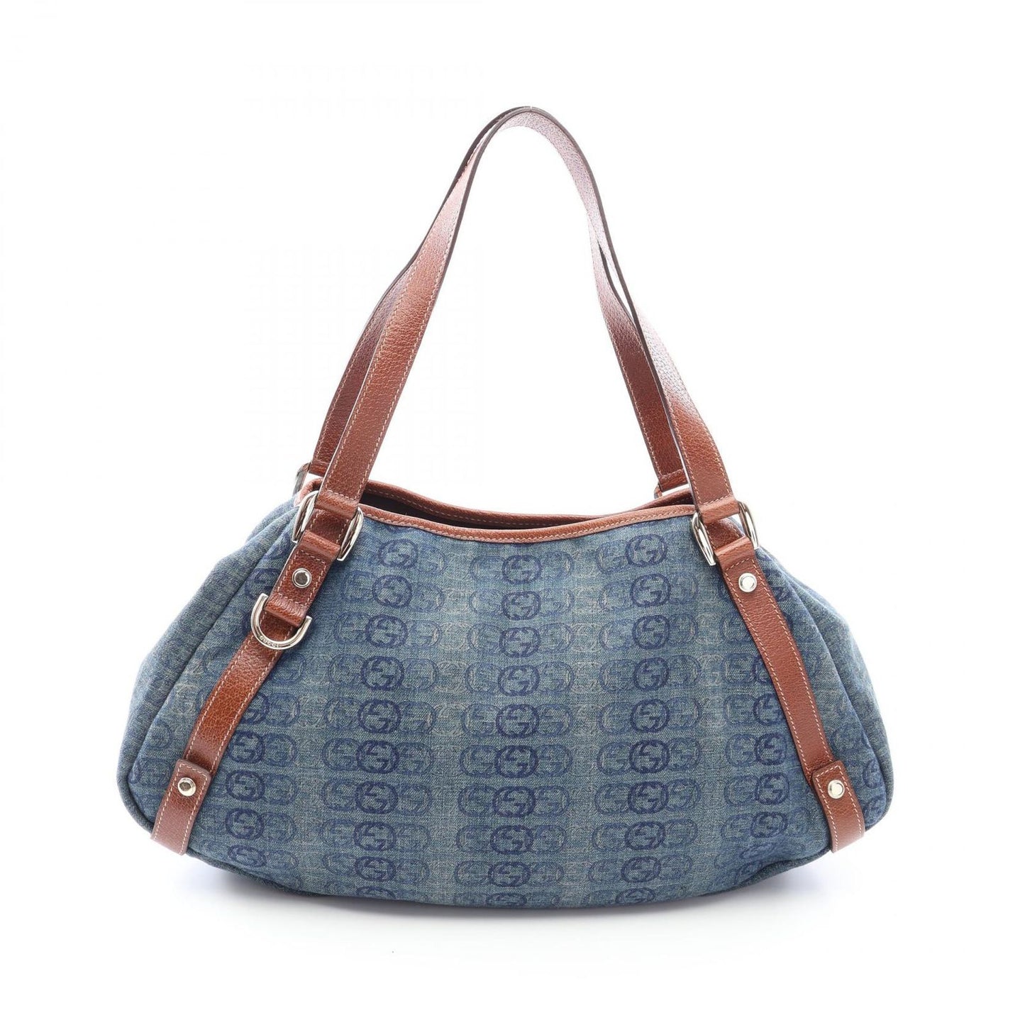 Gucci Shoulder Bag Abbey GG Canvas Denim Blue Brown
