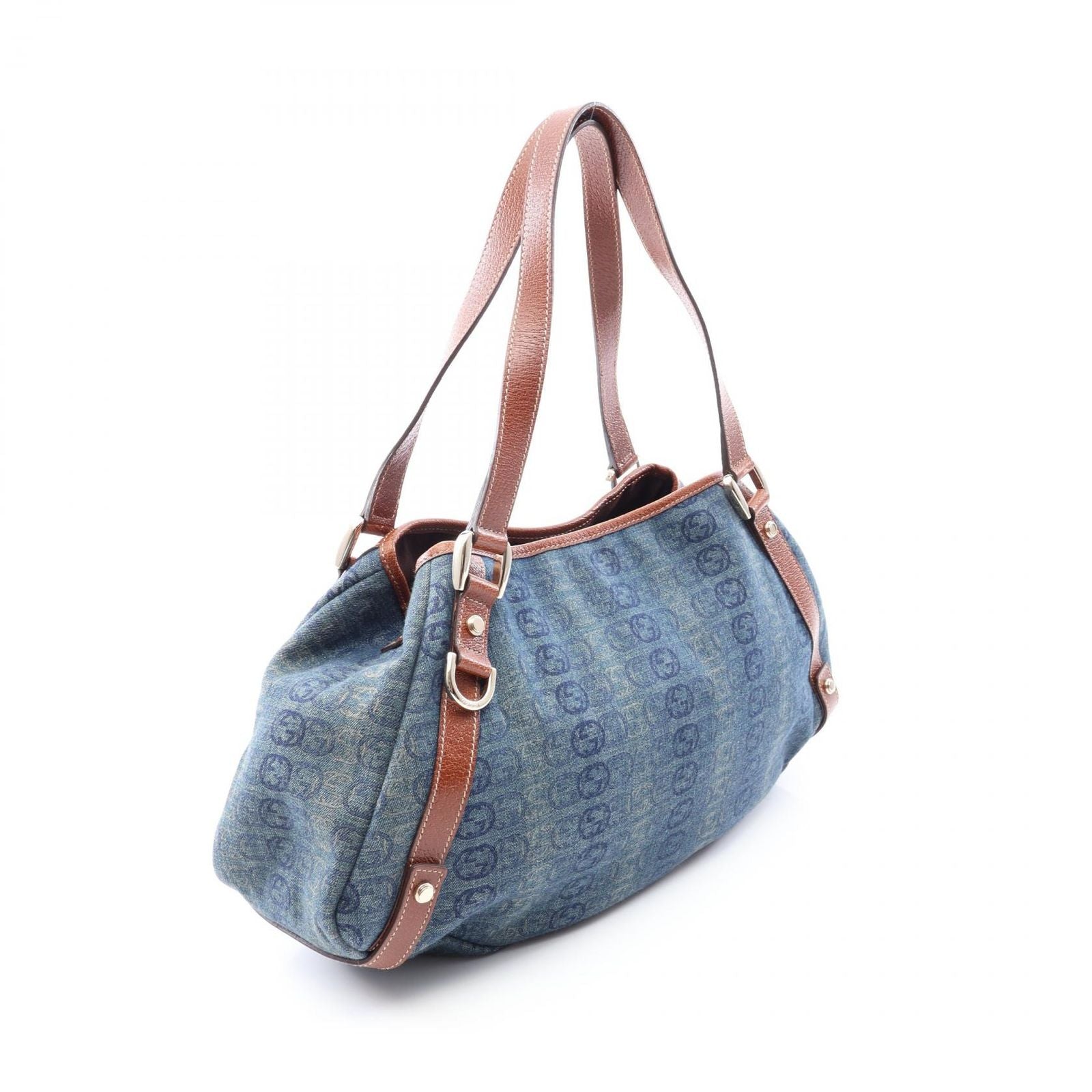 Gucci Shoulder Bag Abbey GG Canvas Denim Blue Brown — view 2