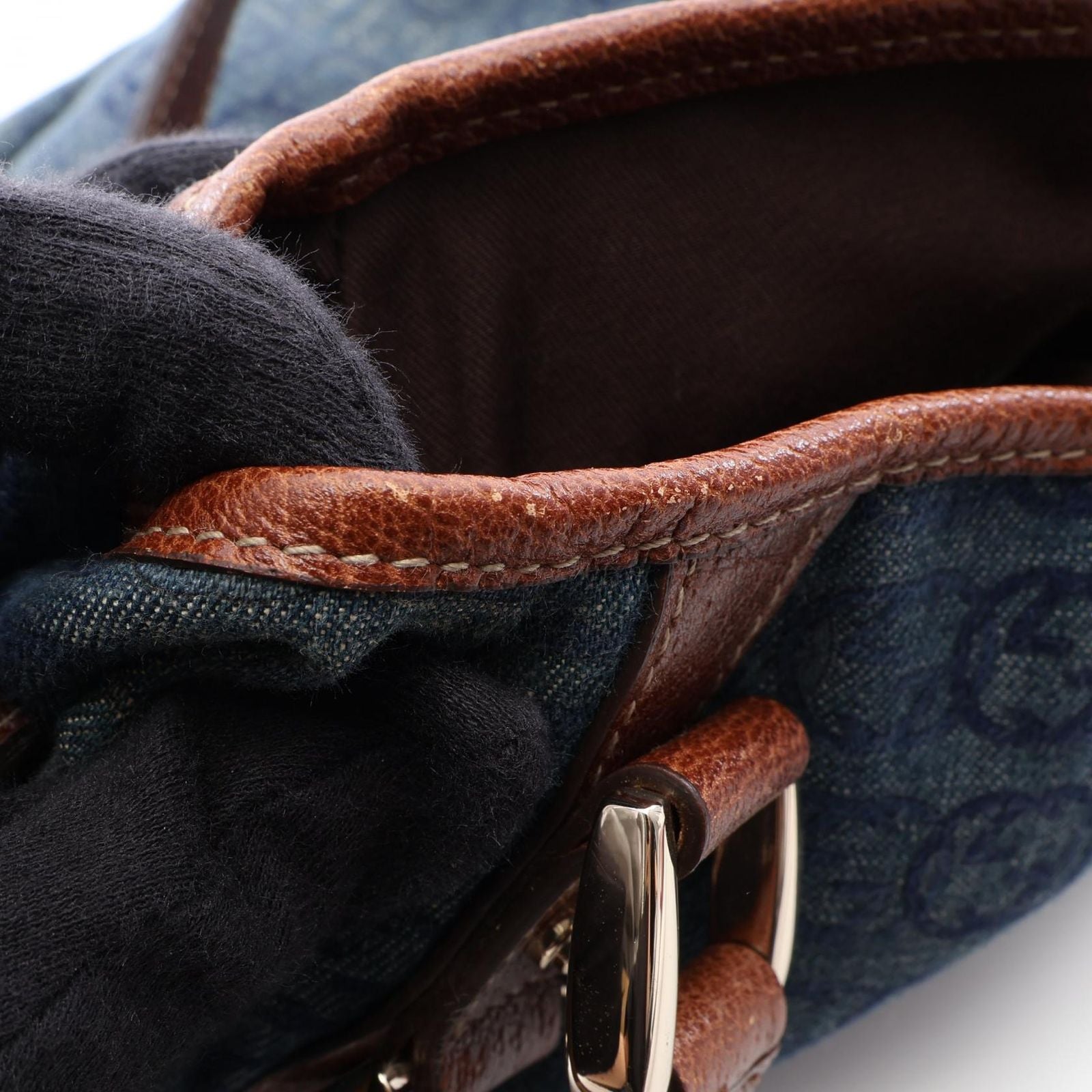 Gucci Shoulder Bag Abbey GG Canvas Denim Blue Brown — view 8