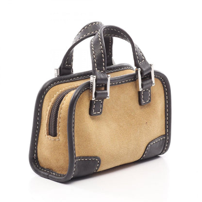 Loewe Handbag Amazona Micro Mini Camel Black Suede Leather Pouch — view 2