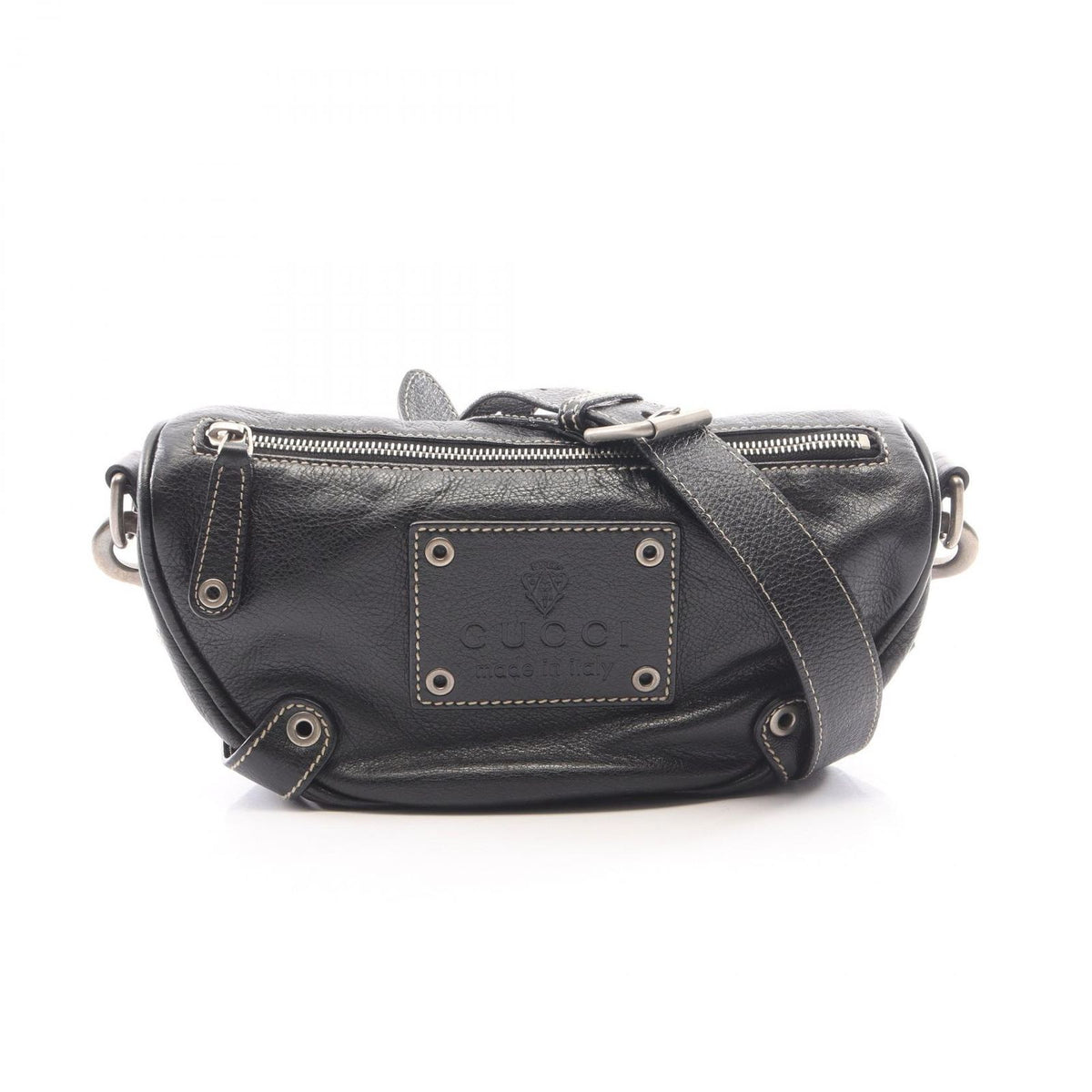 Gucci Shoulder Bag Crest Black Leather