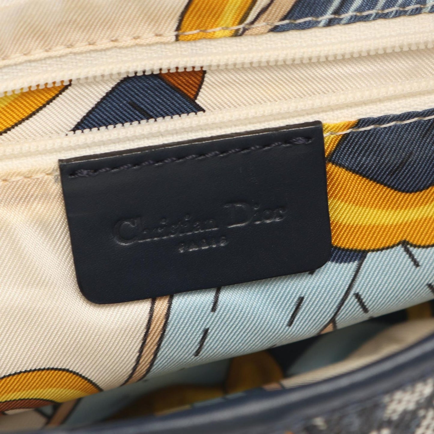 Dior Saddle Bag Trotter Navy Ivory Canvas Leather — view 4