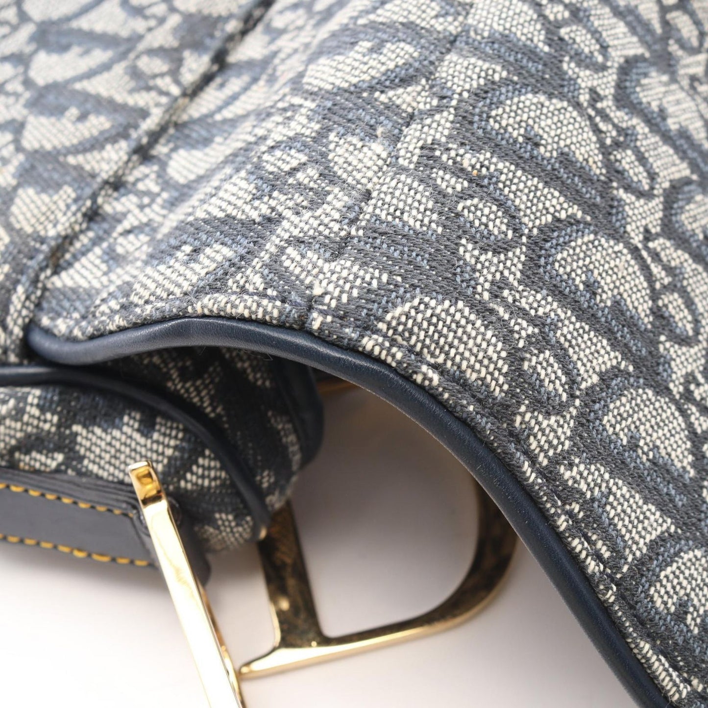 Dior Saddle Bag Trotter Navy Ivory Canvas Leather — view 7