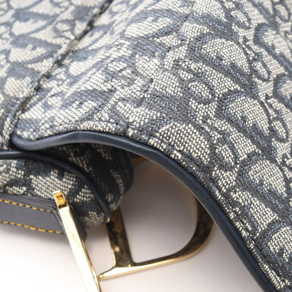 Dior Saddle Bag Trotter Navy Ivory Canvas Leather — view 7