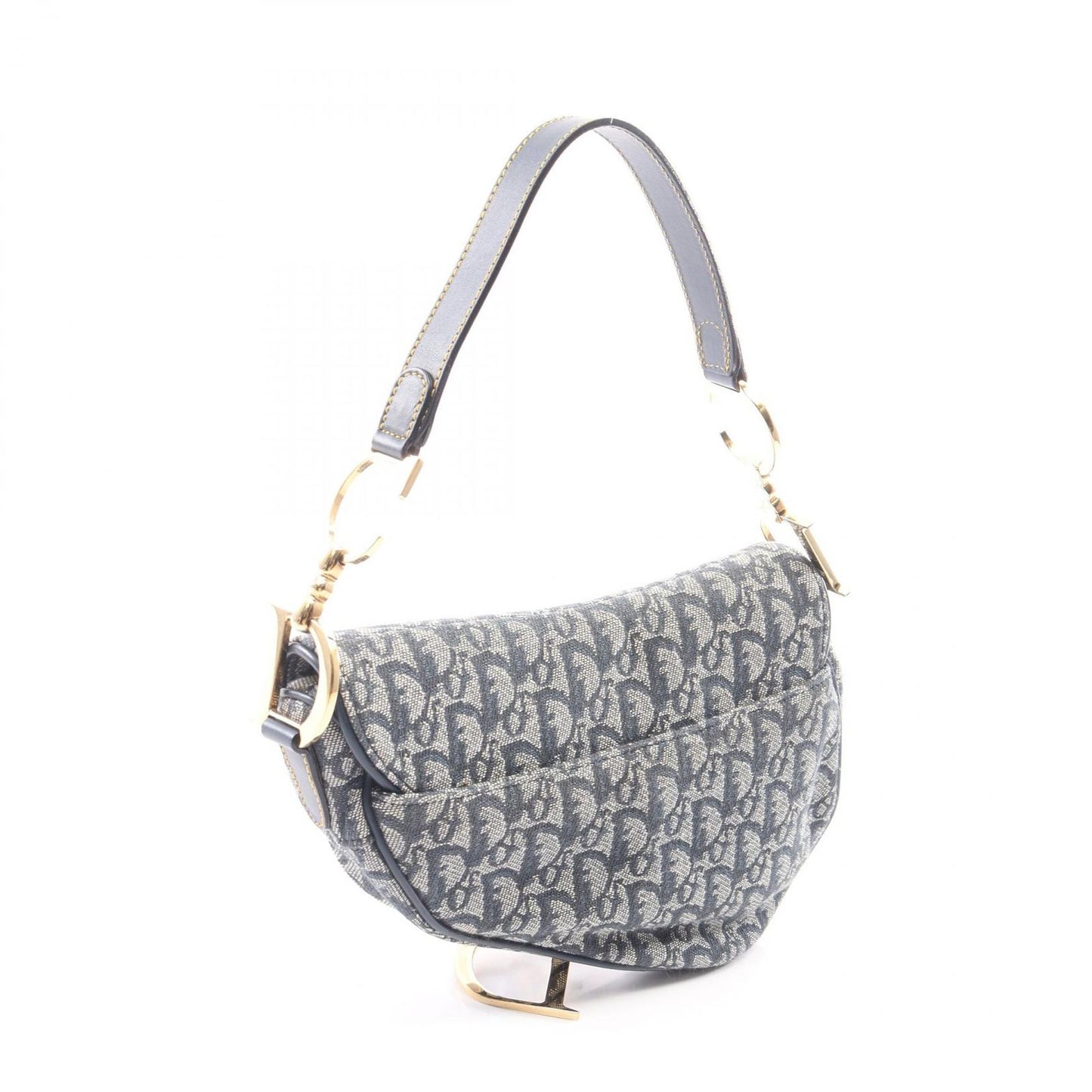 Dior Saddle Bag Trotter Navy Ivory Canvas Leather — view 2