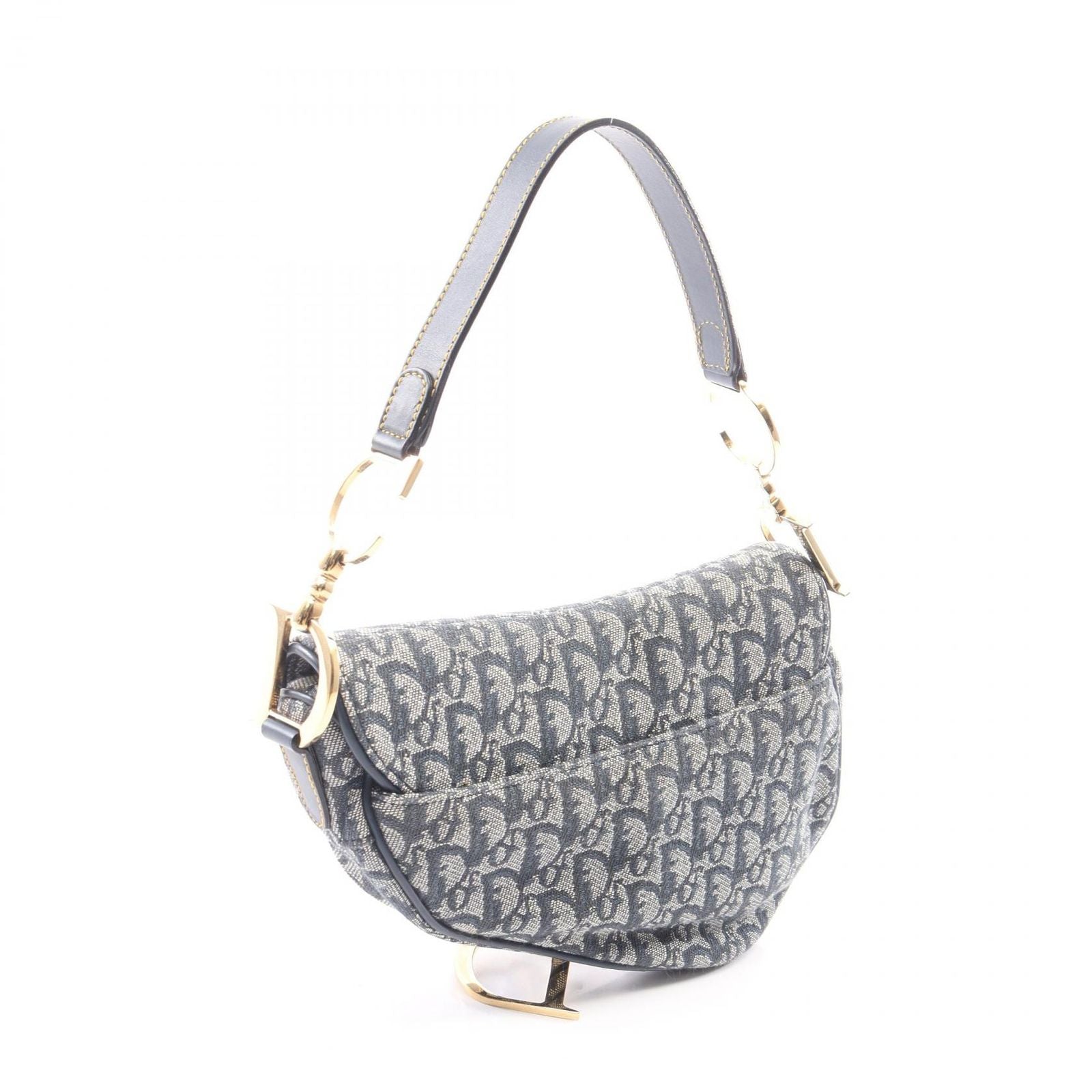 Dior Saddle Bag Trotter Navy Ivory Canvas Leather — view 2
